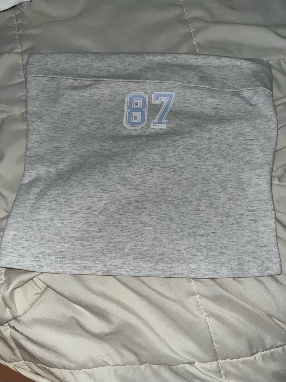 Aeropostale Gray Heather Tube Top with Subtle Blue '87' Accent